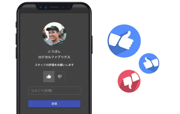 スタッフを評価する LoBeam の画面